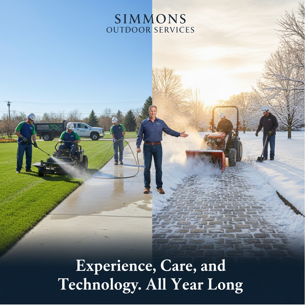 Team at Simmons Outdoor Services providing professional outdoor maintenance and cleaning