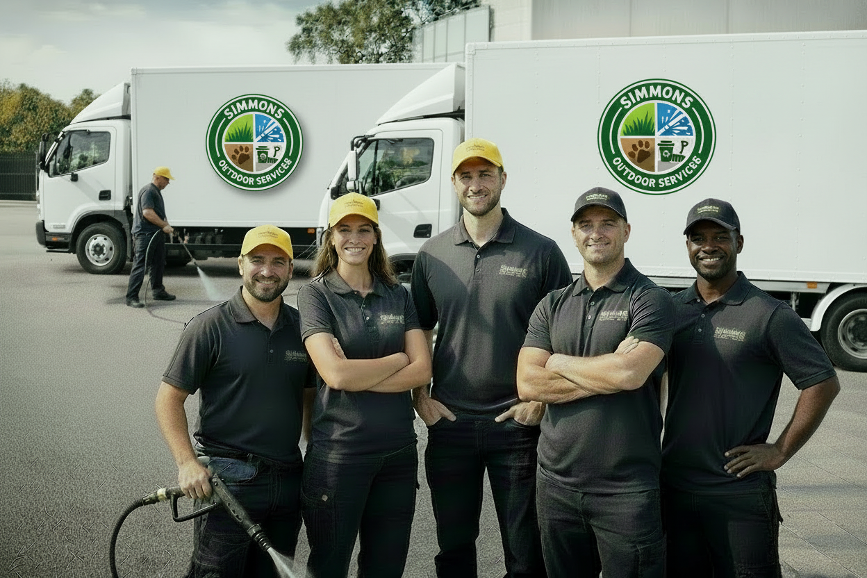 Team and company overview of Simmons Outdoor Services providing professional outdoor maintenance